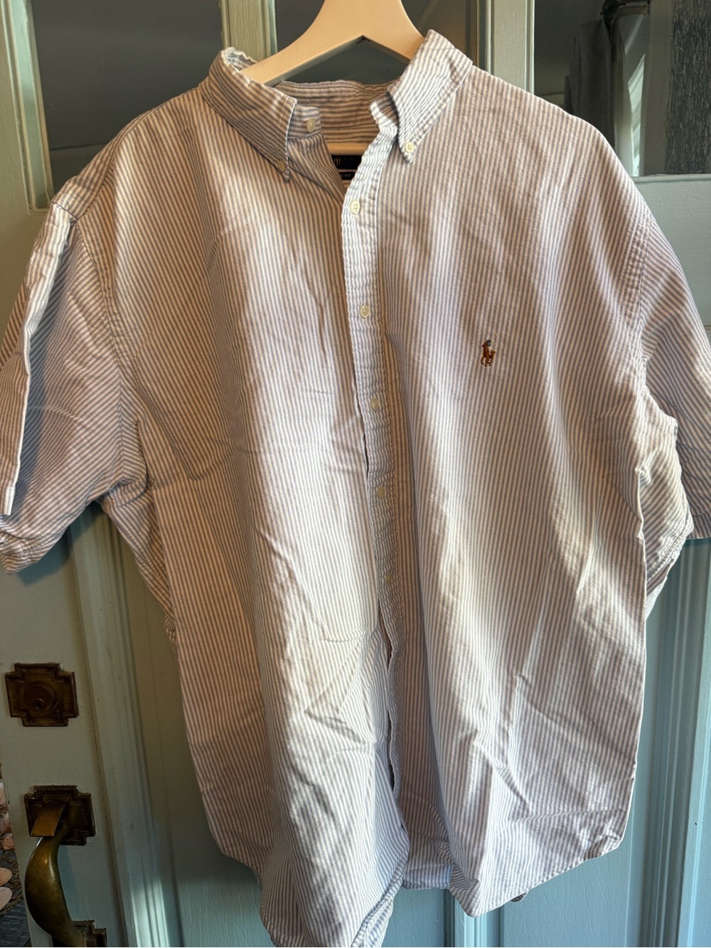 Polo by Ralph Lauren Light Blue & White Striped Short-Sleeve Button-Down Shirt